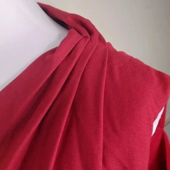 Jonathan Simkhai Dia Top 10 NWT Red Crepe Asymmetrical One Shoulder Blouse - Picture 5 of 10